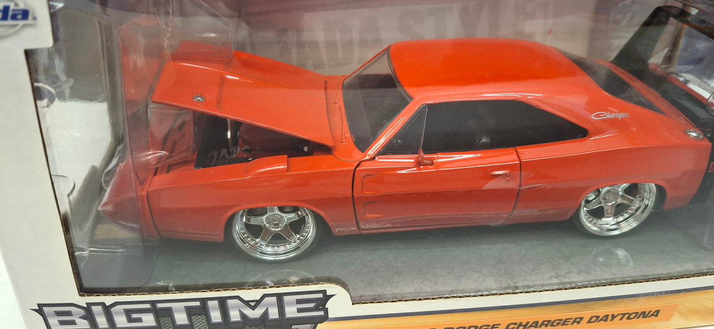 Jada Toys 1/24 Dodge Charger Daytona 1969 Red Black Big Time Muscle