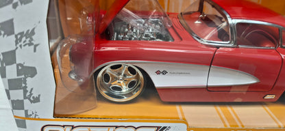 Jada Toys 1/24 Chevy Corvette 1957 Red White Big Time Muscle