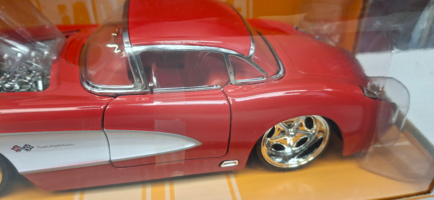 Jada Toys 1/24 Chevy Corvette 1957 Red White Big Time Muscle