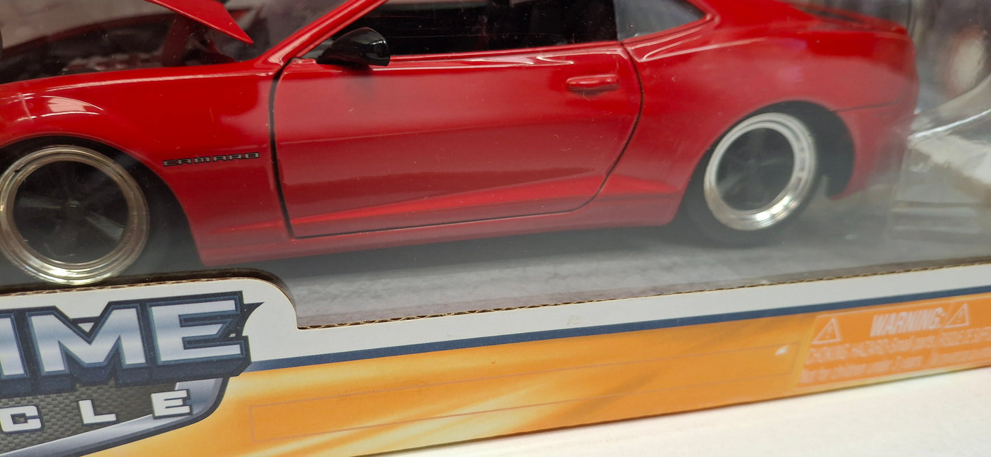 Jada Toys 1/24 Chevy Camaro 2005 Red Black Stripes Big Time Muscle