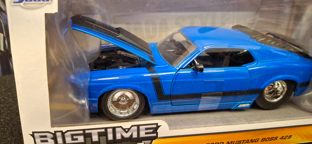 Jada Toys 1/24 Ford Mustang Boss 429 1970 Blue Black Stripes Big Time Muscle