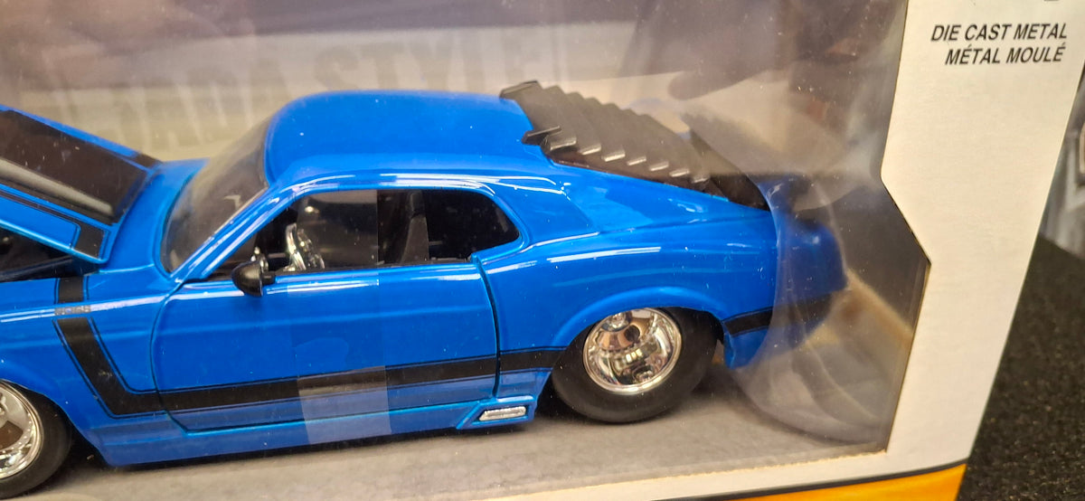 Jada Toys 1/24 Ford Mustang Boss 429 1970 Blue Black Stripes Big Time Muscle