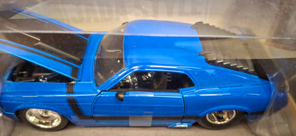 Jada Toys 1/24 Ford Mustang Boss 429 1970 Blue Black Stripes Big Time Muscle