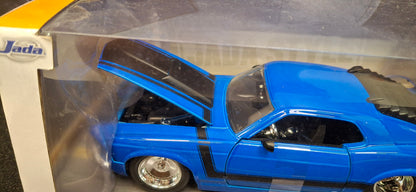 Jada Toys 1/24 Ford Mustang Boss 429 1970 Blue Black Stripes Big Time Muscle