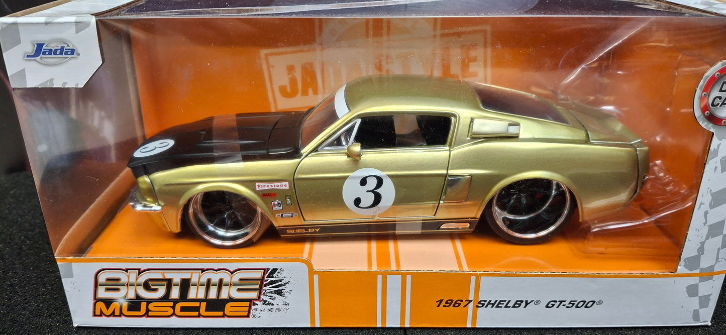 Jada Toys 1/24 Ford Mustang 1967 Shelby GT-500 Gold "3" Big Time Muscle