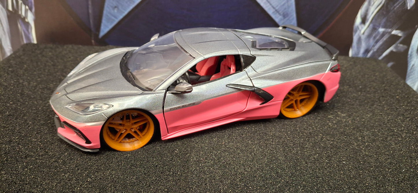 Jada Toys 1/24 Chevy Corvette Stingray 2010 Silver Big Time Muscle USED