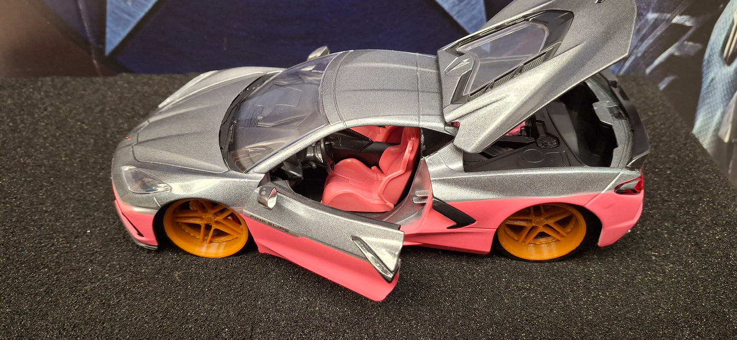 Jada Toys 1/24 Chevy Corvette Stingray 2010 Silver Big Time Muscle USED