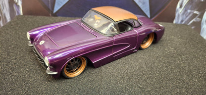 Jada Toys 1/24 Chevy Corvette 1957 Purple Big Time Muscle USED