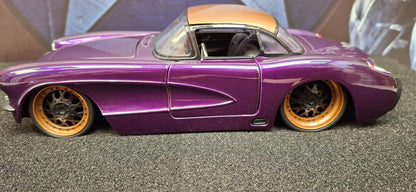 Jada Toys 1/24 Chevy Corvette 1957 Purple Big Time Muscle USED