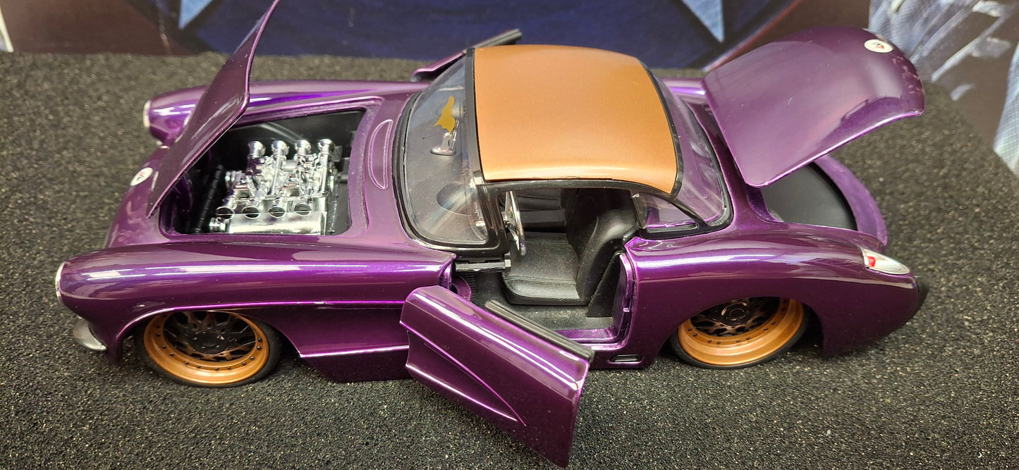 Jada Toys 1/24 Chevy Corvette 1957 Purple Big Time Muscle USED