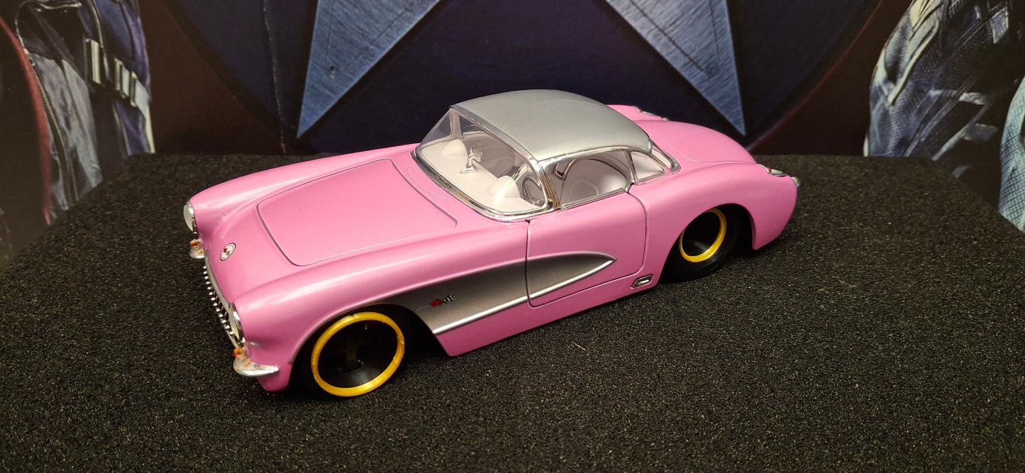 Jada Toys 1/24 Chevy Corvette 1957 Pink Big Time Muscle USED
