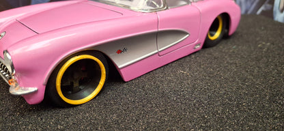 Jada Toys 1/24 Chevy Corvette 1957 Pink Big Time Muscle USED