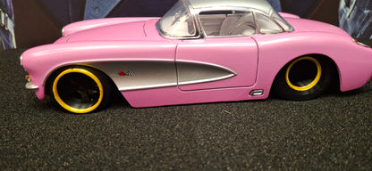 Jada Toys 1/24 Chevy Corvette 1957 Pink Big Time Muscle USED