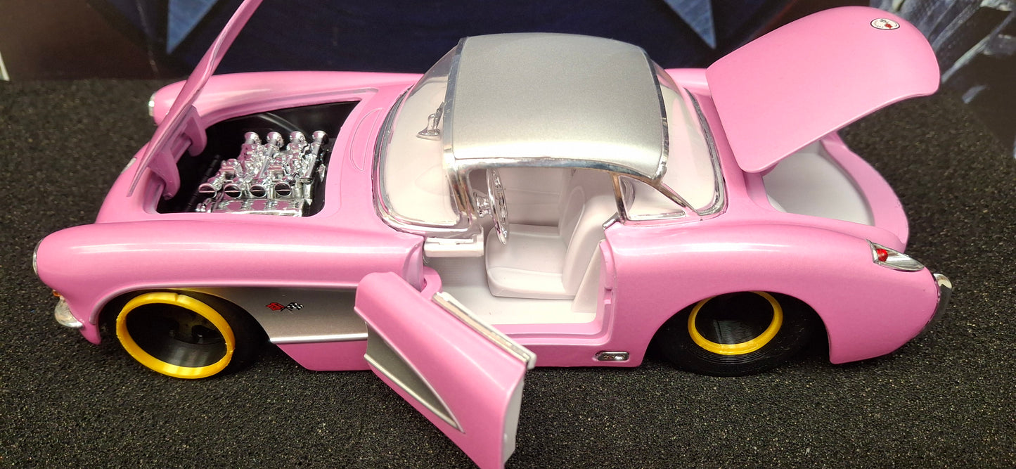 Jada Toys 1/24 Chevy Corvette 1957 Pink Big Time Muscle USED