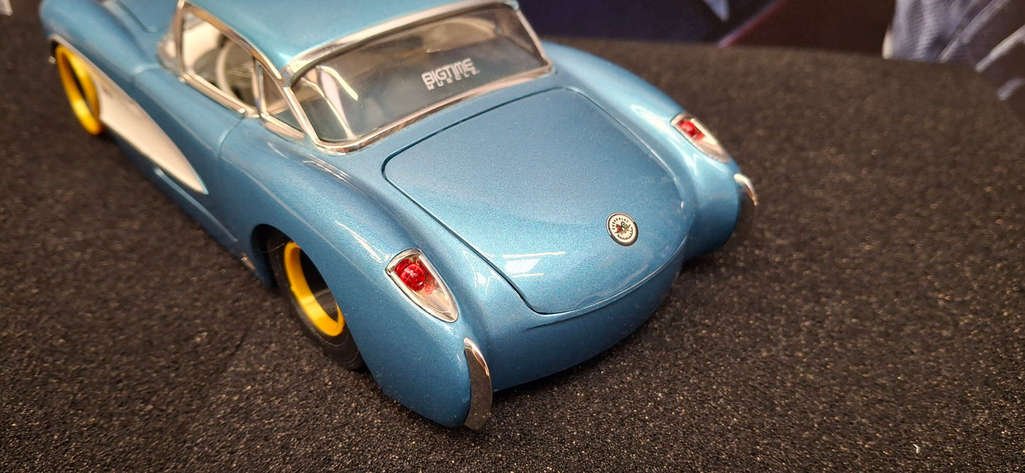 Jada Toys 1/24 Chevy Corvette 1957 Ocean Blue Big Time Muscle USED