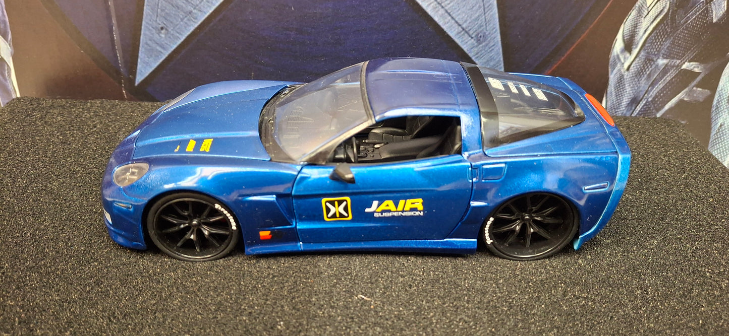Jada Toys 1/24 Chevy Corvette Z06 2006 Blue Custom Big Time Muscle USED