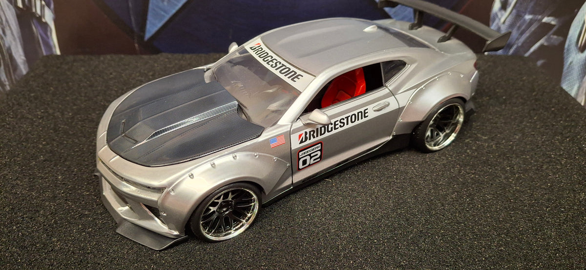 Jada Toys 1/24 Chevy Camaro SS Widebody 2016 Silver Bridgestone Big Time Muscle USED