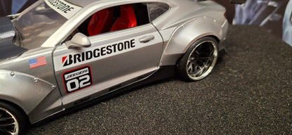 Jada Toys 1/24 Chevy Camaro SS Widebody 2016 Silver Bridgestone Big Time Muscle USED