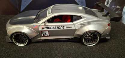 Jada Toys 1/24 Chevy Camaro SS Widebody 2016 Silver Bridgestone Big Time Muscle USED