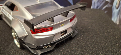Jada Toys 1/24 Chevy Camaro SS Widebody 2016 Silver Bridgestone Big Time Muscle USED