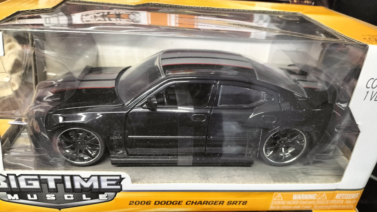 Jada Toys 1/24 Dodge Charger SRT8 2006 Black Silver Big Time Muscle