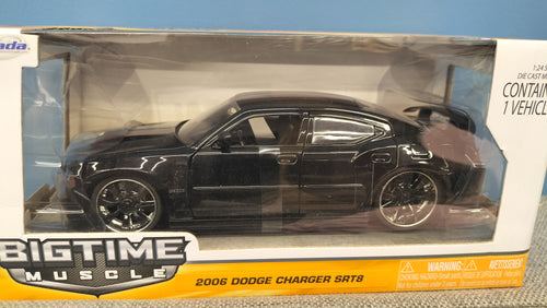 Jada Toys 1/24 Dodge Charger SRT8 2006 Black Silver Big Time Muscle