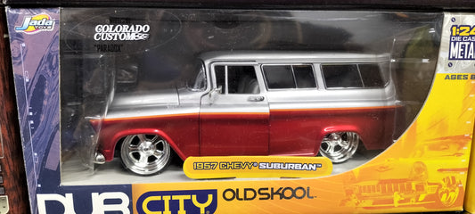 Jada Toys 1/24 Chevy Suburban 1957 Silver Red 1937 Dub City