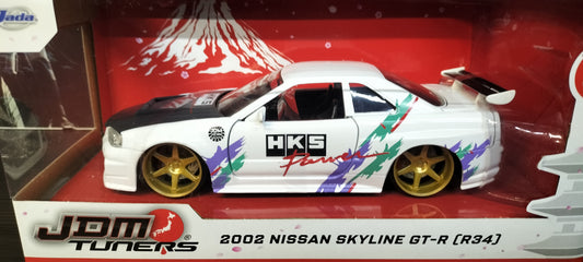 Jada Toys 1/24 Nissan Skyline GT-R R34 2002 HKS White JDM