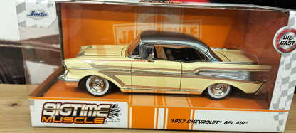 Jada Toys 1/24 Chevy Bel-Air Beige Strips 1957 Big Time Muscle