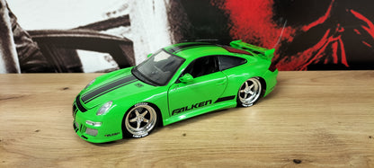 Jada Toys 1/24 Porsche 911 GT3 996 Custom Green Falken Big Time Muscle