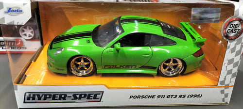 Jada Toys 1/24 Porsche 911 GT3 996 Custom Green Falken Big Time Muscle