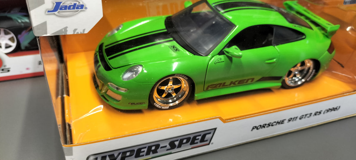 Jada Toys 1/24 Porsche 911 GT3 996 Custom Green Falken Big Time Muscle
