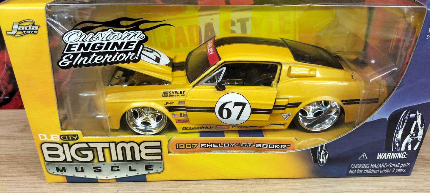 Jada Toys 1/24 Ford Mustang Shelby GT-500KR 1967 Yellow Race Big Time Muscle