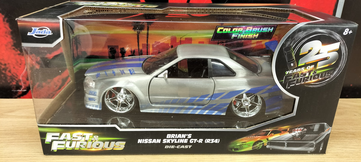 Jada Toys 1/24 Nissan Skyline BNR34 Brian Fast & Furious wersja BRUSCH 25th Anniversary