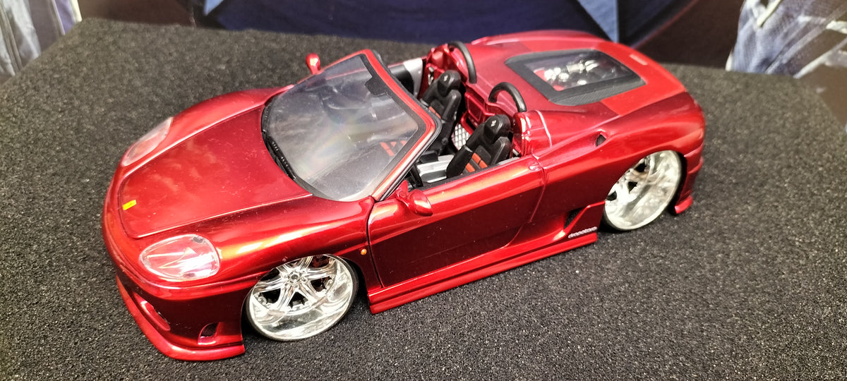 Hot Wheels 1/24 Ferrari 360 Spider Silver i Candy Red Dropotaro USED