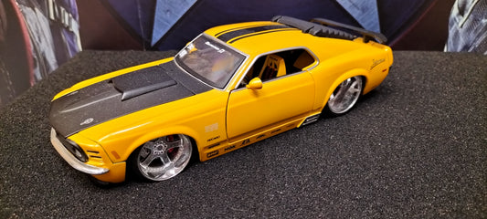 Jada Toys 1/24 Ford Mustang Boss 1970 Yellow Black Custom Big Time Muscle USED
