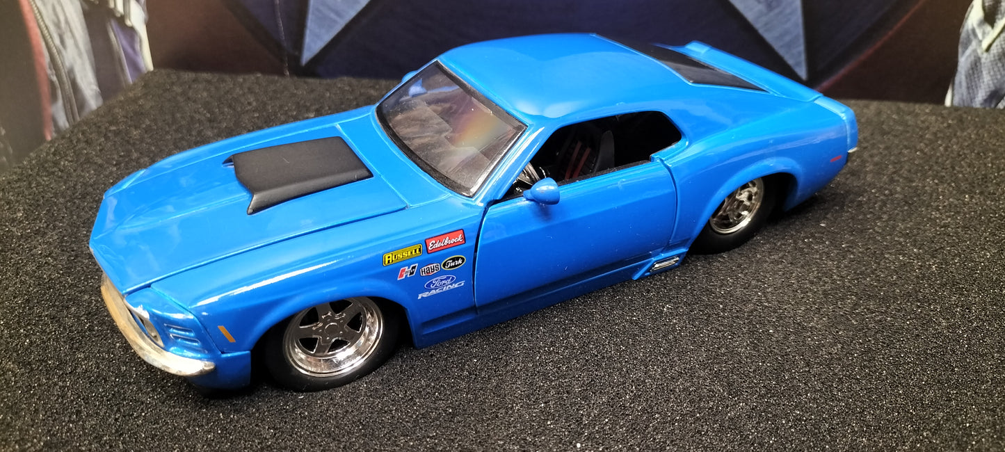 Jada Toys 1/24 Ford Mustang Boss 1970 Blue Edelbrock Race Big Time Muscle USED