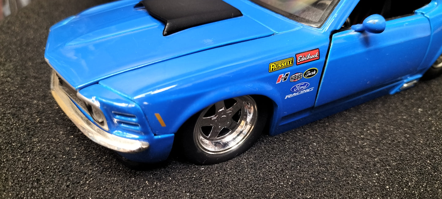 Jada Toys 1/24 Ford Mustang Boss 1970 Blue Edelbrock Race Big Time Muscle USED