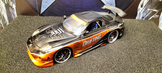 Jada Toys 1/24 Mazda RX-7 Drifting Cooper Black 1 Option-D JDM USED