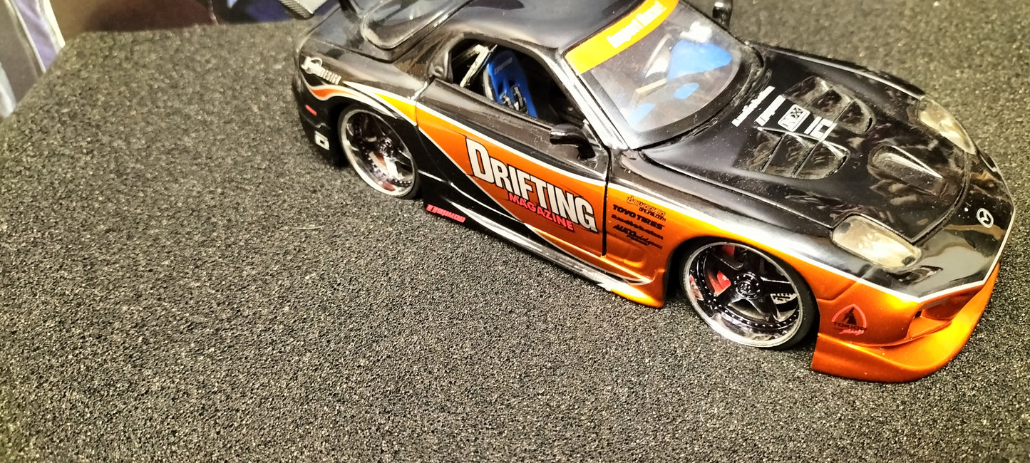 Jada Toys 1/24 Mazda RX-7 Drifting Cooper Black 1 Option-D JDM USED