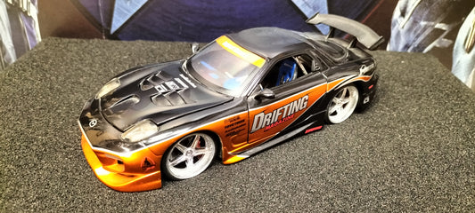 Jada Toys 1/24 Mazda RX-7 Drifting Cooper Black 2 Option-D JDM USED