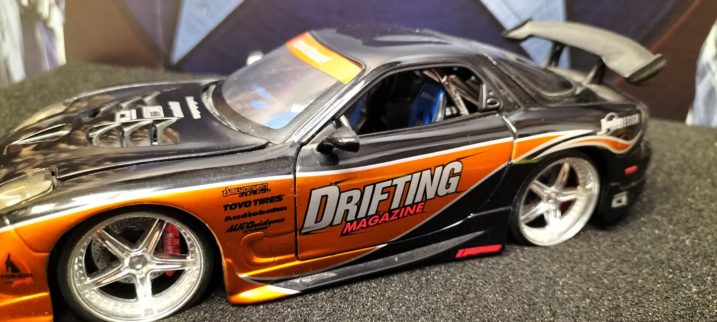 Jada Toys 1/24 Mazda RX-7 Drifting Cooper Black 2 Option-D JDM USED