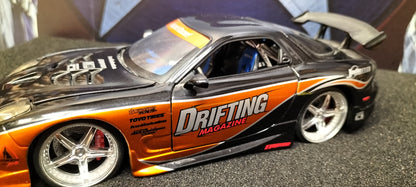 Jada Toys 1/24 Mazda RX-7 Drifting Cooper Black 2 Option-D JDM USED