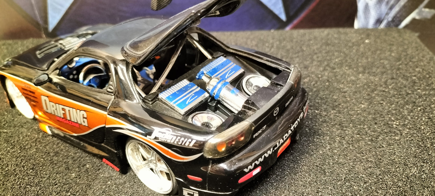 Jada Toys 1/24 Mazda RX-7 Drifting Cooper Black 2 Option-D JDM USED