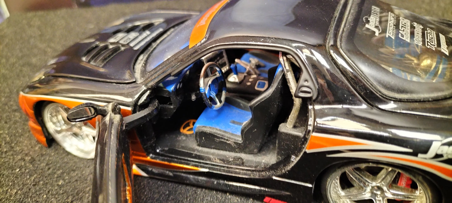 Jada Toys 1/24 Mazda RX-7 Drifting Cooper Black 2 Option-D JDM USED