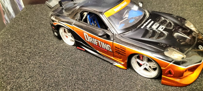 Jada Toys 1/24 Mazda RX-7 Drifting Cooper Black 2 Option-D JDM USED