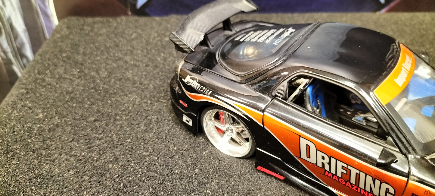 Jada Toys 1/24 Mazda RX-7 Drifting Cooper Black 2 Option-D JDM USED
