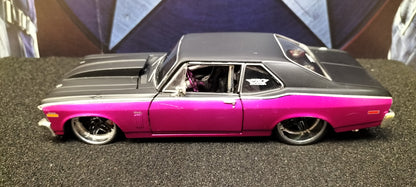 Maisto Design 1/24 Chevy Nova SS 1970 Purple Black USED