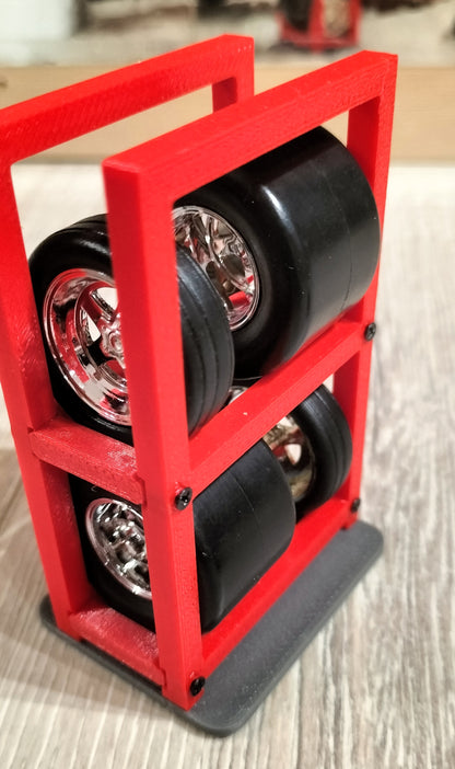 Custom Design 1/24 Stojak na koła i akcesoria Red
