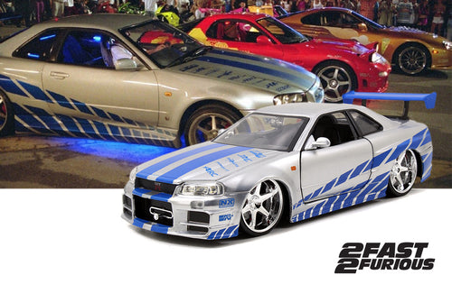 Jada Toys 1/24 Nissan Skyline BNR34 Brian Oconer Fast & Furious wersja SILVER
